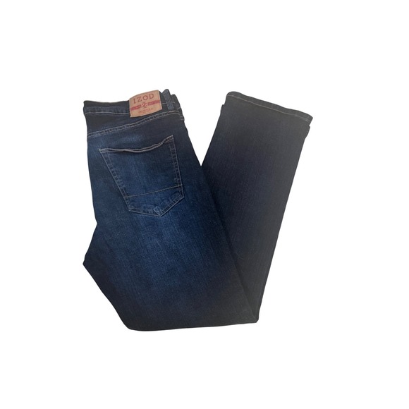 IZOD Mens Relaxed Fit Comfort Stretch Jeans Dark Wash 38x34 - Picture 3 of 6